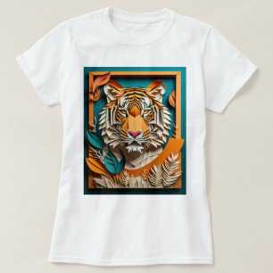 Camiseta Tiger 3D Paper Art Design T shirt