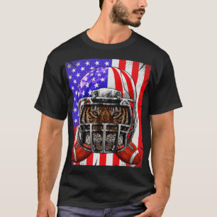 Camiseta Tiger American Football USA Flag Merica Animal Foo