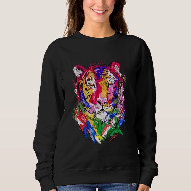 Camiseta Tiger animal motif, colourful animal print art (Frente)