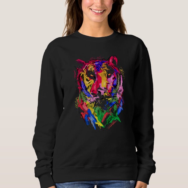 Camiseta Tiger Art Animal Lovers Colourful Premium (Frente)