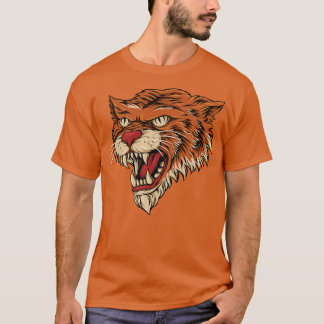 Camiseta Tiger bravo ataque, imagem de retrato de vintage