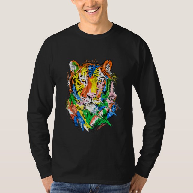 Camiseta Tiger colourful animal art animal lovers tiger (Frente)