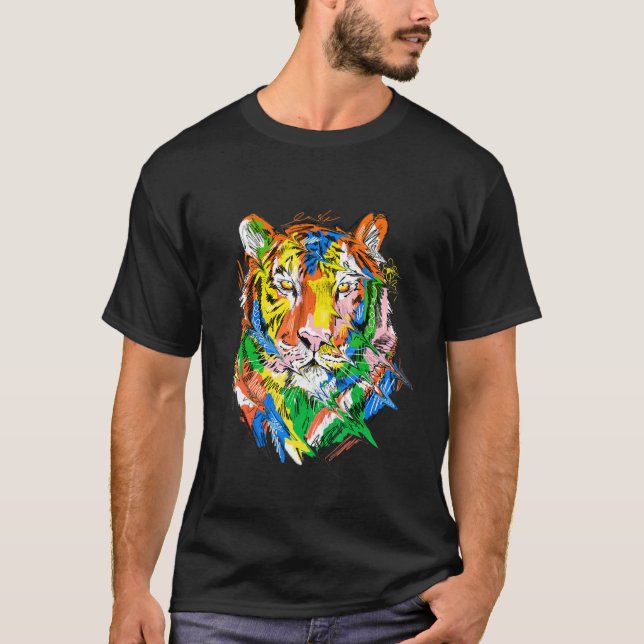 Camiseta Tiger colourful animal art animal lovers tiger (Frente)