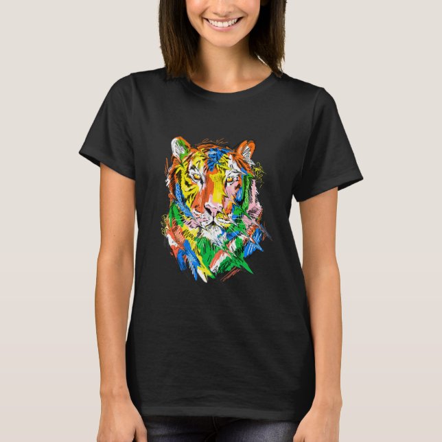 Camiseta Tiger colourful animal art animal lovers tiger (Frente)