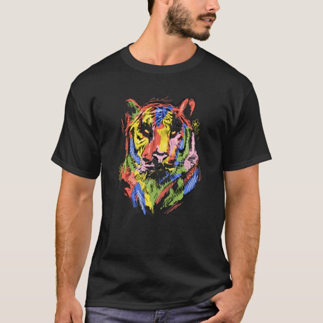 Camiseta Tiger colourful animal art animal lovers tiger Pre (Frente)