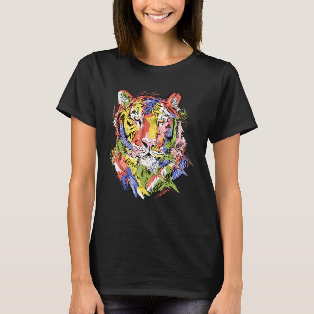 Camiseta Tiger colourful art animal lovers artwork (Frente)