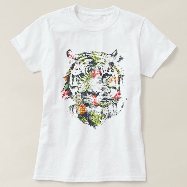 Camiseta TIGER Cute - Estampa Tropical (Frente do Design)