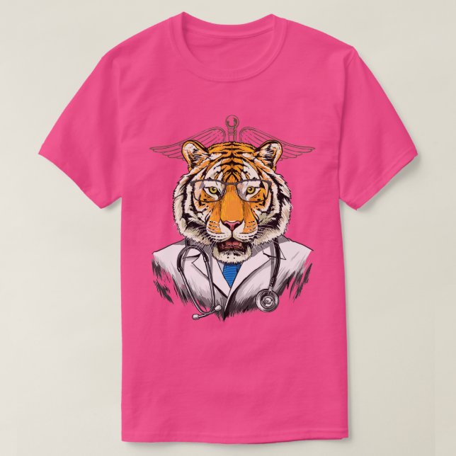 Camiseta Tiger Doctor Vet Veterinarian Amante de os animais (Frente do Design)