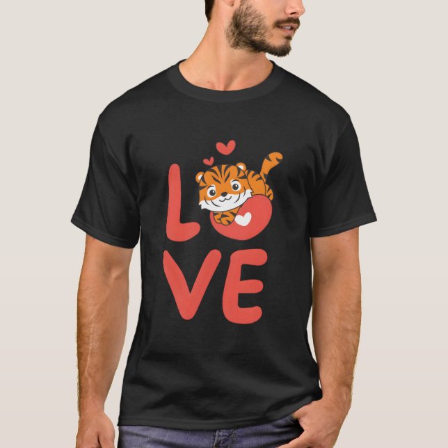 Camiseta Tiger For 'S Day Animals With He Love (Frente)