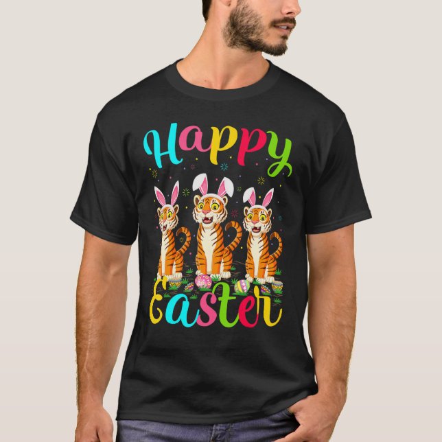 Camiseta Tiger Funny Easter Felz pascoa Coelhinho de Ovo (Frente)