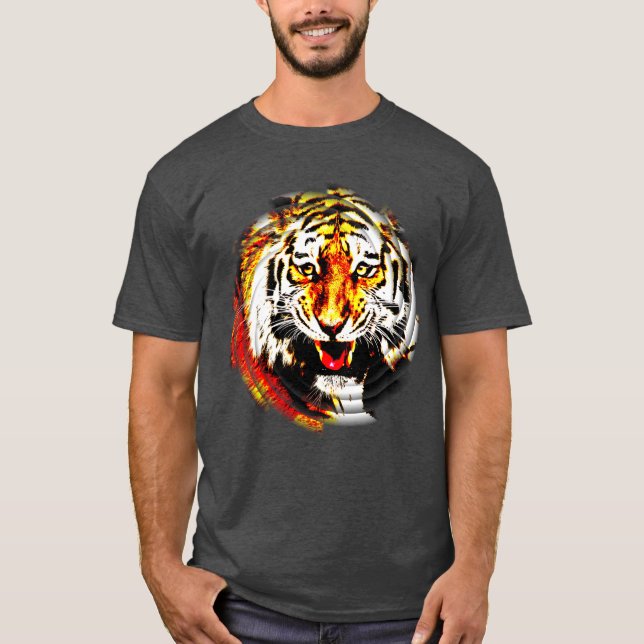 Camiseta Tiger Head Modern Elegante Modelo (Frente)