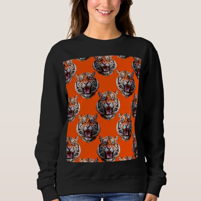 Camiseta Tiger Head Pattern Design Orange  (Frente)