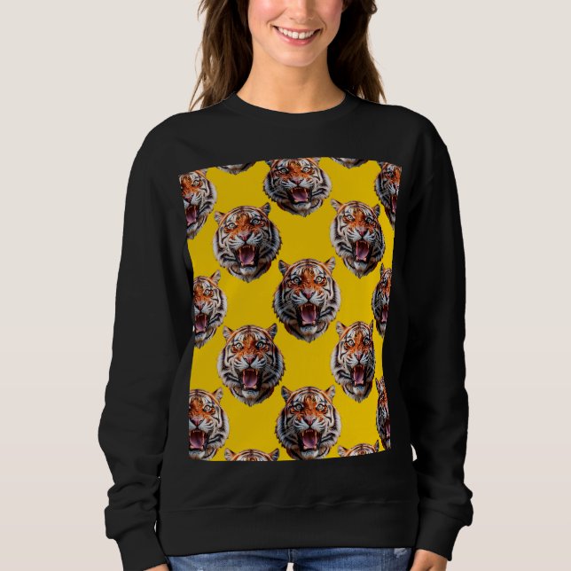 Camiseta Tiger Head Pattern Design Yellow  (Frente)
