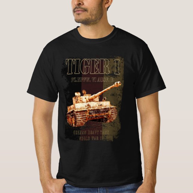 Camiseta Tiger I German Heavy Tank WII com bandeira alemã (Frente)