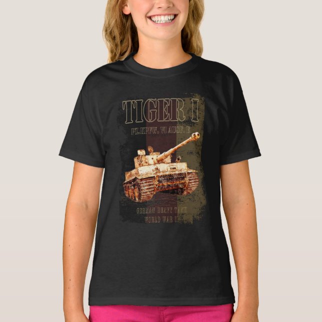 Camiseta Tiger I German Heavy Tank WII com bandeira alemã (Frente)