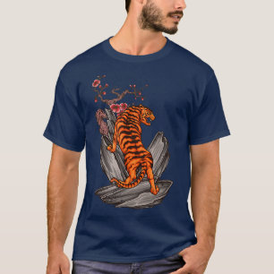 Camiseta Tiger Lover Japonês Sakura Cereja Flor