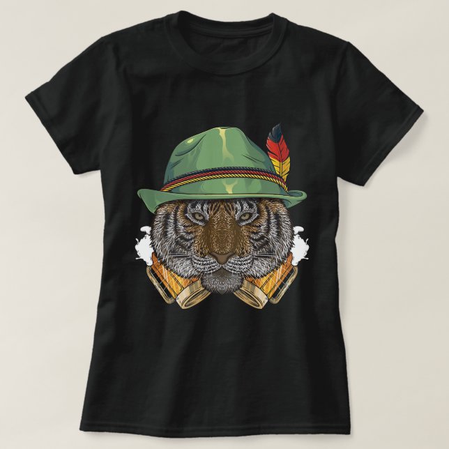 Camiseta Tiger Oktoberfest German Beer Fest Animal Beerfest (Frente do Design)