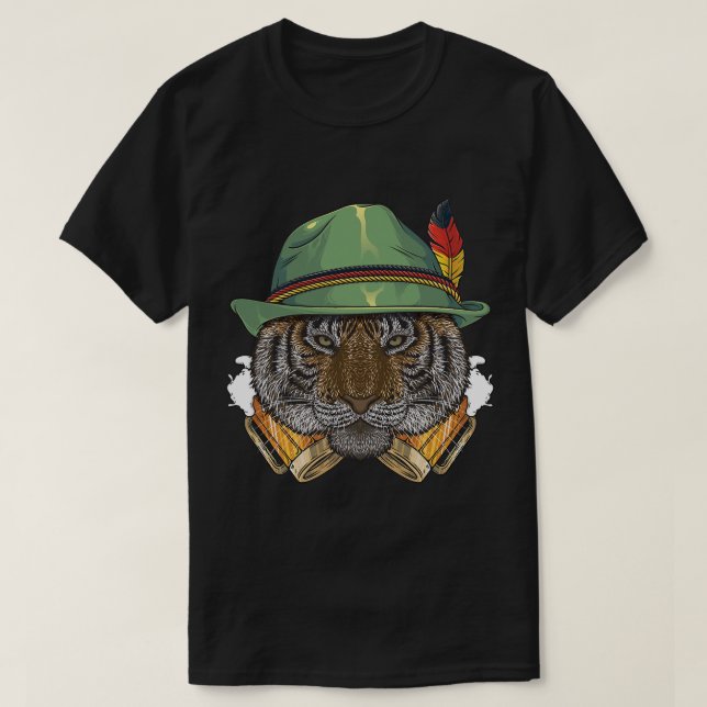 Camiseta Tiger Oktoberfest German Beer Fest Animal Beerfest (Frente do Design)