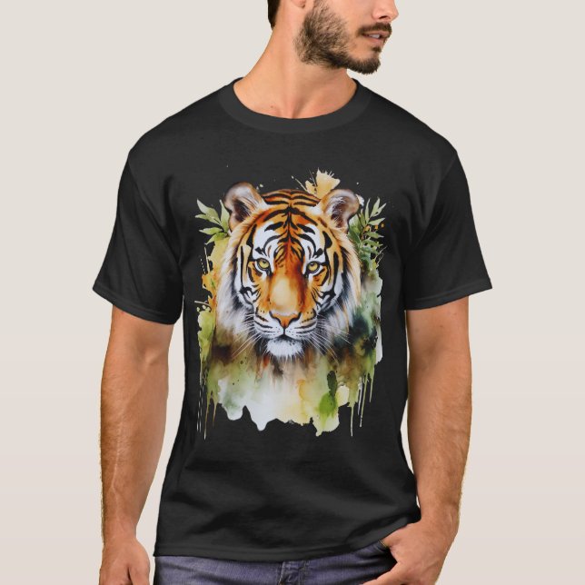 Camiseta Tiger Pastel Flowers Safari Watercolor Savannah (Frente)