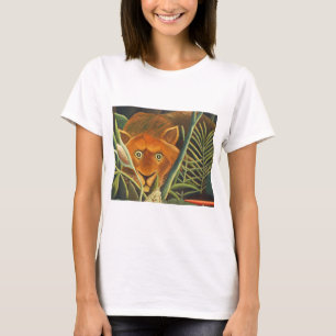Camiseta Tiger Peeking Out Of Grass Por Henri Rousseau