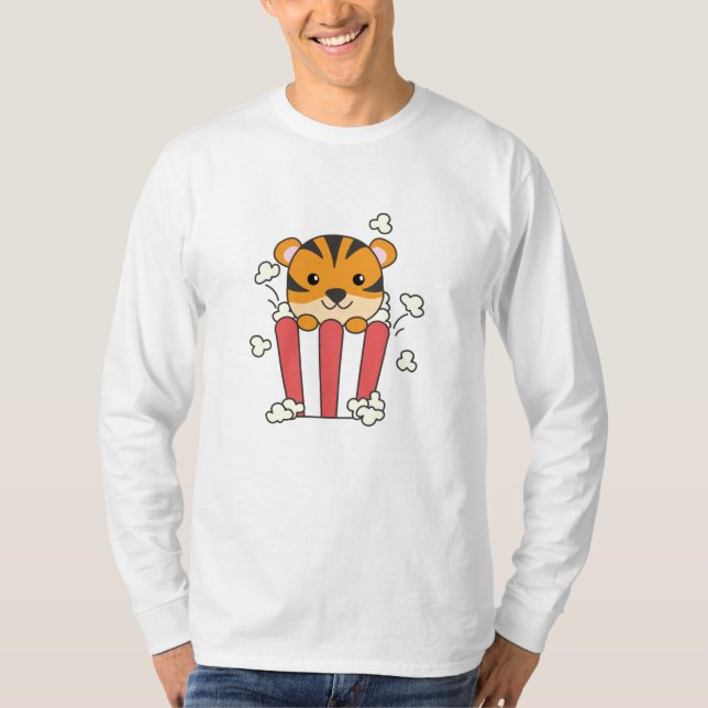 Camiseta Tiger Popcorn Cinema Noite Predador de Comida Rápi (Frente)