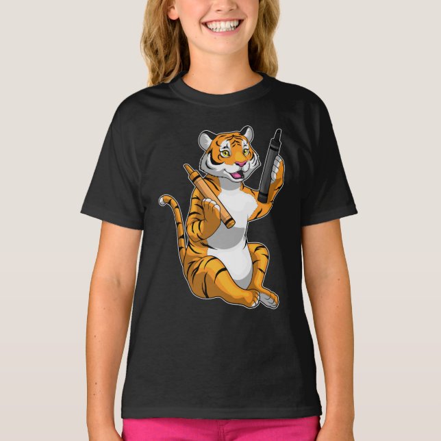 Camiseta Tiger Pupil Crayon School (Frente)
