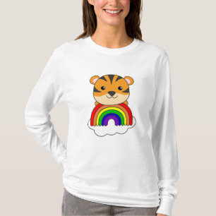 Camiseta Tiger Rainbow Glitter Kawaii Tigers