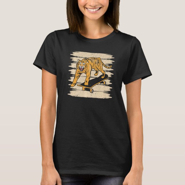 Camiseta Tiger Skateboard Wildlife Animal Zoo Zookeeper   (Frente)