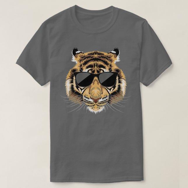 Camiseta Tiger Sunglass Zoólogo Zoólogo Safari Wildli (Frente do Design)