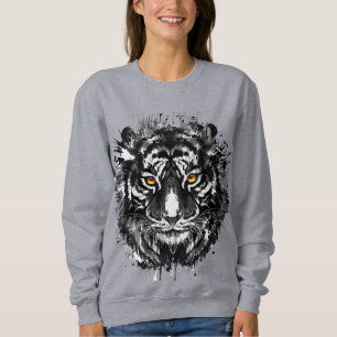 Camiseta Tiger Sweatshirt   Desenho de Tigre Preto e Branco