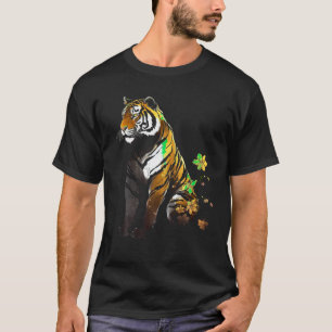 Camiseta Tiger Trabalho de arte Flores De Arte Animal Tiger