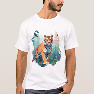 Camiseta Tiger Vetor Art Animal Majestade Natureza Selvagem