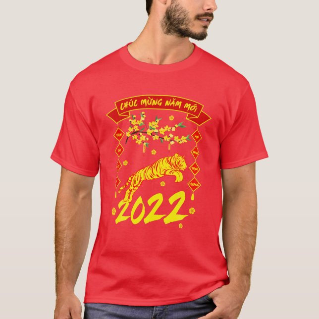 Camiseta Tiger Vietnamita Novo Ano Chuc Mung Nam Moi Kids T (Frente)