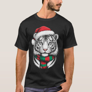 Camiseta Tiger Xmas Santa Hat Figurume De Natal