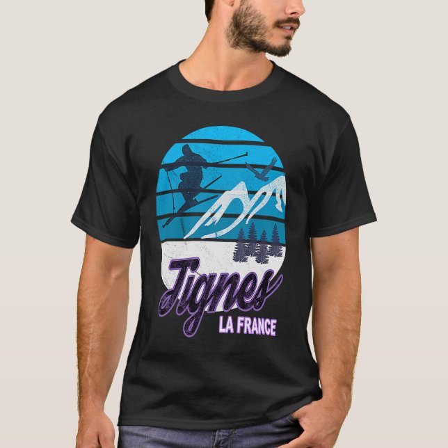 Camiseta Tignes France French Alps Ski Resort Snowboarding  (Frente)