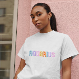 Camiseta Tigrafia Aquarius, trendy zodiac colorido