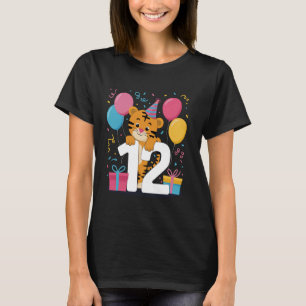 Camiseta Tigre 12º aniversário para menino menina 12 anos d