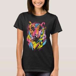 Camiseta Tigre amantes de os animais de arte coloridos tige