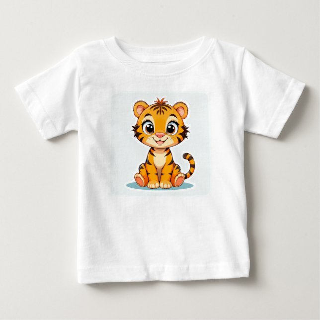 Camiseta Tigre Bebê Adorável Fofo Animal Selvagem Cartoon (Frente)