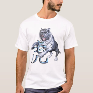Camiseta Tigre branco e símbolo chinês