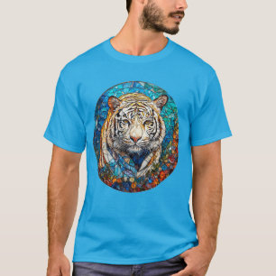 Camiseta Tigre Branco em um Desenho Circular Vibrante