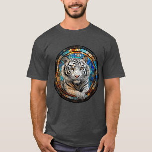 Camiseta Tigre Branco em um Desenho Circular Vibrante
