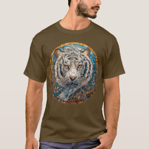 Camiseta Tigre Branco em um Desenho Circular Vibrante