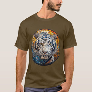 Camiseta Tigre branco em um Design circular vibrante