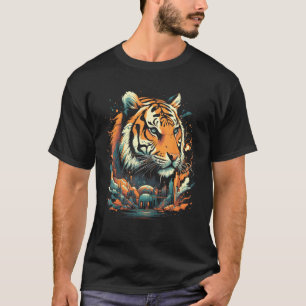 Camiseta Tigre Cabeça Vintage Retro Vida Selvagem Para Gato
