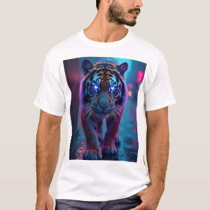 Camiseta Tigre Cibernético Brilhante - Frio, Negrito E Futu