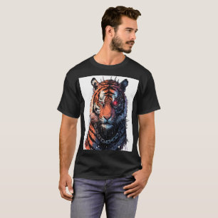 Camiseta Tigre Cibernético em Fuga - Gráfico de Streetwear 