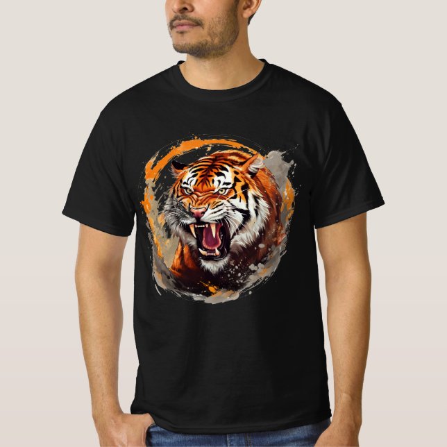 Camiseta Tigre - Círculos de fogo vermelho (Frente)