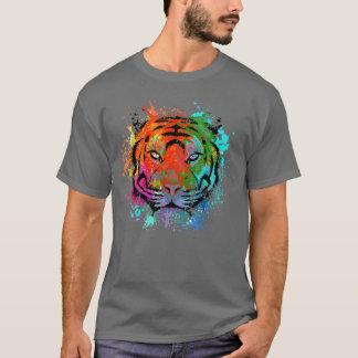Camiseta Tigre Colorido Cabeça Safari Predator Animal Tiger