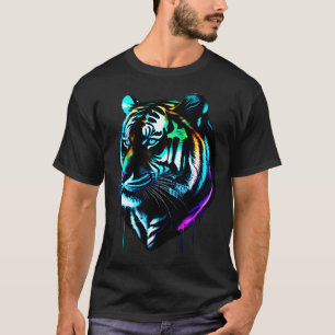 Camiseta Tigre Colorido de Brilho de Aquarela